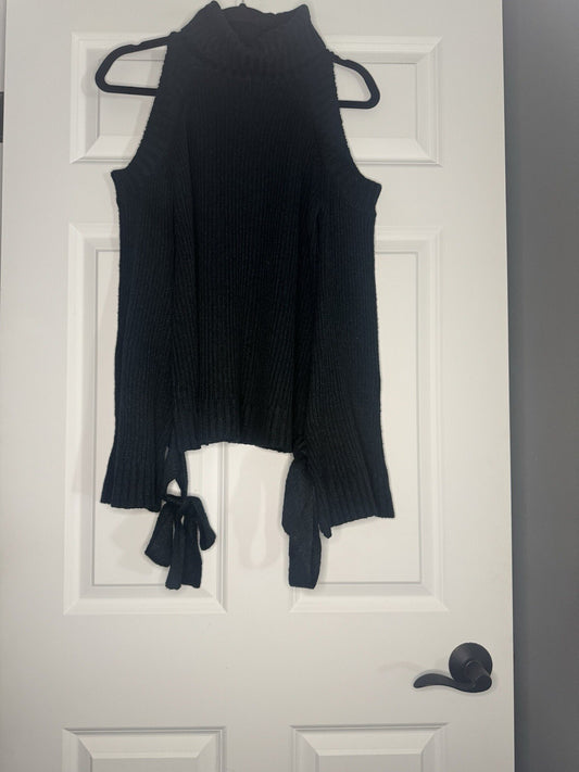 Joa Just One Answer Sweater Small Green Black Heathered Ties On Sleeves 