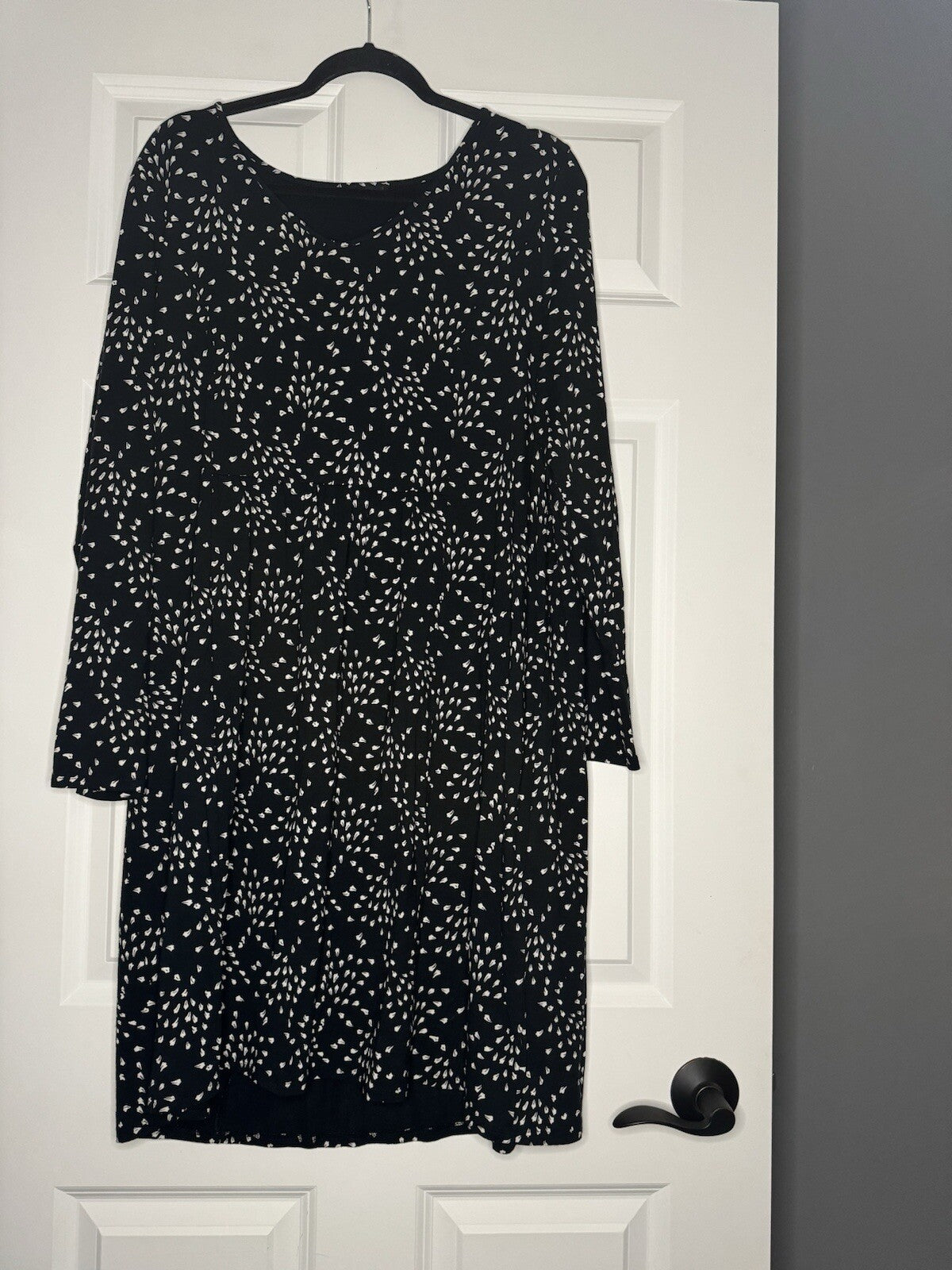 J Jill Wearever Collection Xl Dress Black W Beige Print 