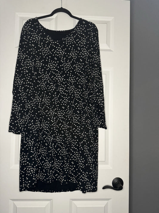 J Jill Wearever Collection Xl Dress Black W Beige Print 