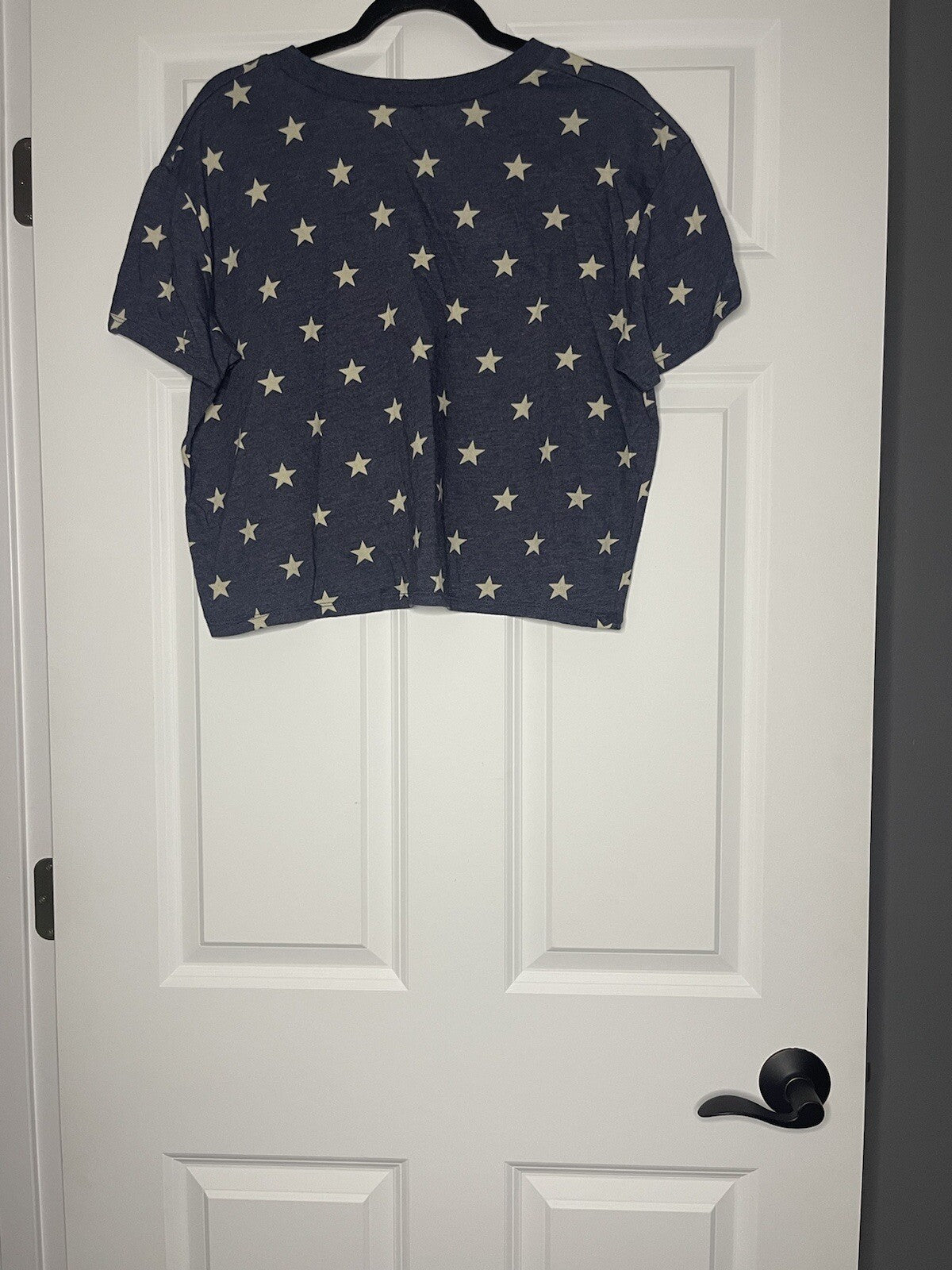 Alternative cotton cropped t shirt xl blue with white stars 