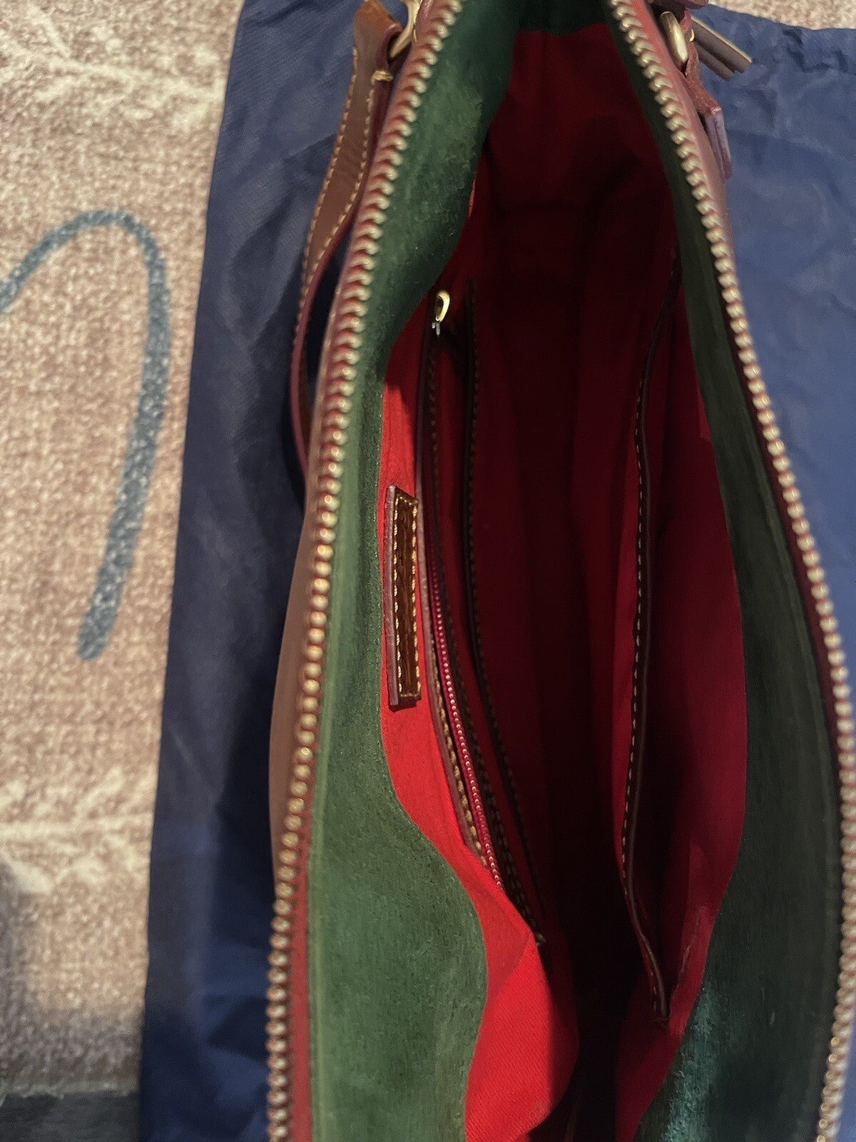Dooney Bourke Brown Purse With Tassels And Dust Cover Some Small Markings Shown 