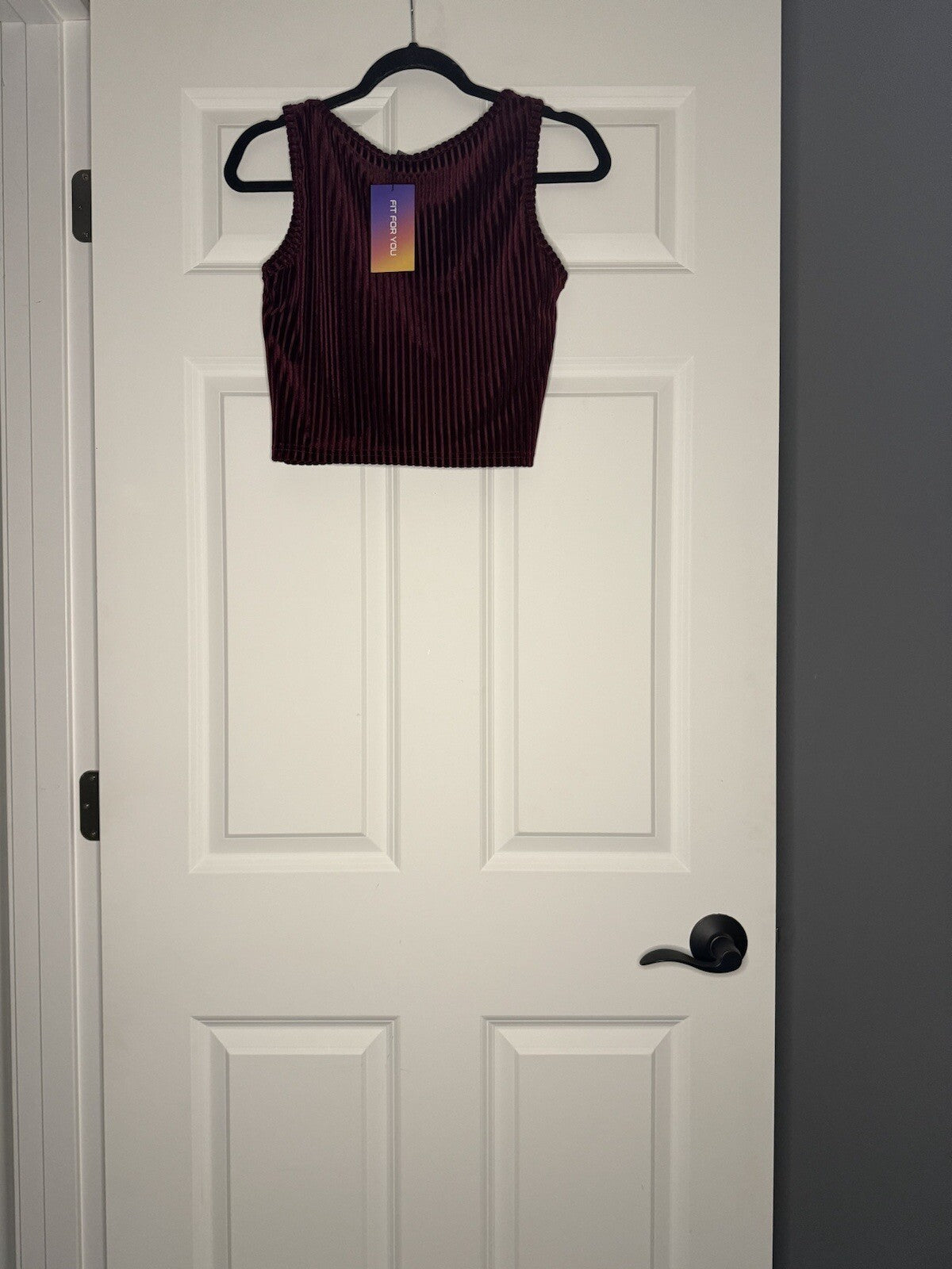 SHEIN Sleeveless Ribbed Crop Top Maroon Velvet Nwt 