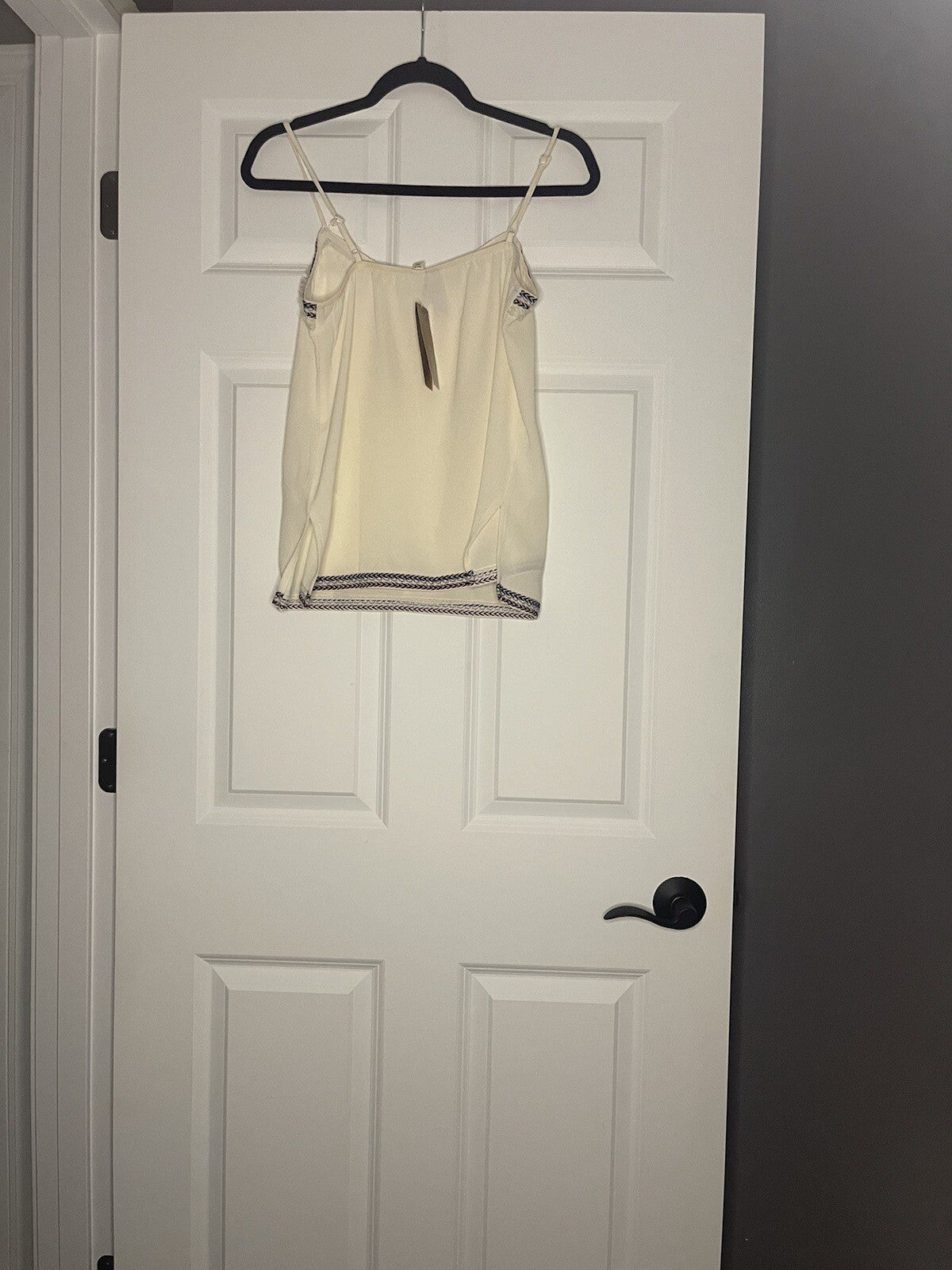 Alya Sleeveless Blouse Small Cream With Multi Trim Stitching Nwt 