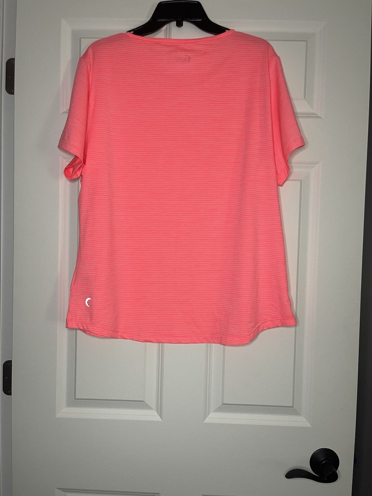 Zyia short sleeve top xxl neon coral and white stripe