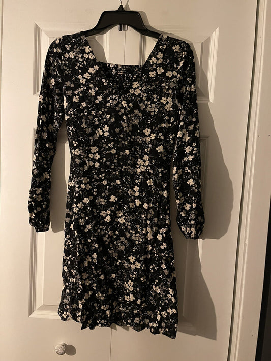 Old Navy xs dress black gray cream floral new with tags