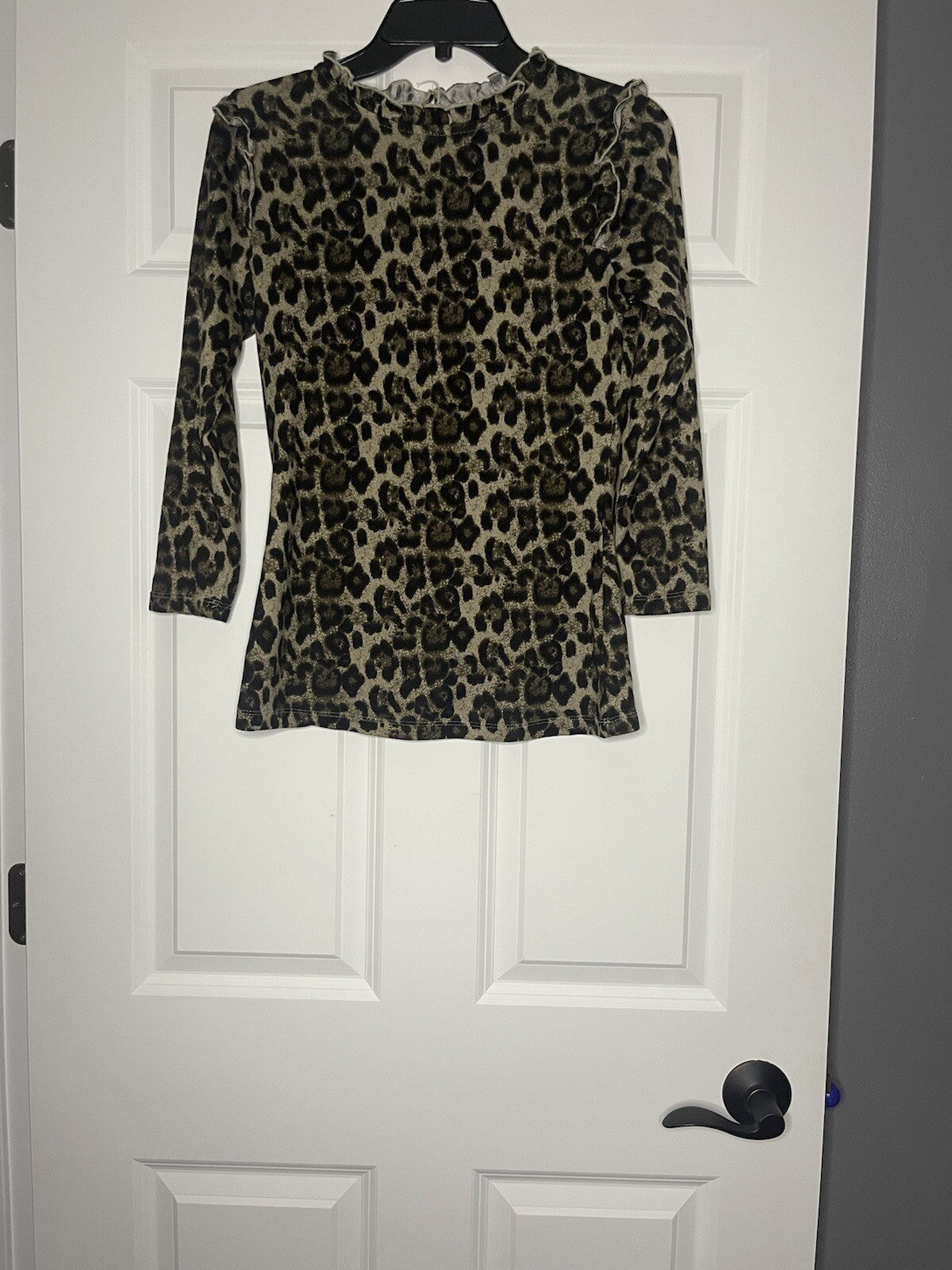 Hayden long sleeve blouse brown and black animal print small