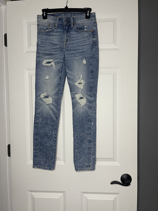 American eagle next level skinny Mens jeans 28x30 blue distressed