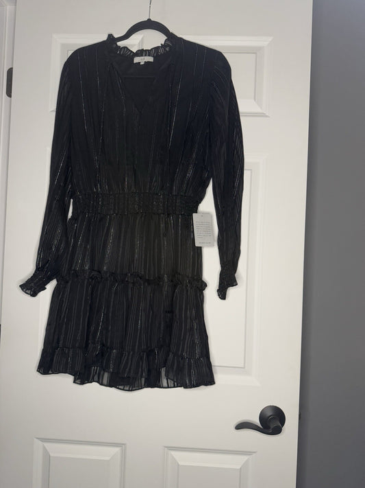 NSR Long Sleeve Dress Black With Silver Stripes Large Nwt 