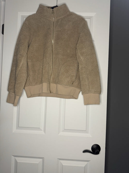 Calvin Klein Zip Up Sherpa Sweatshirt Beige Large