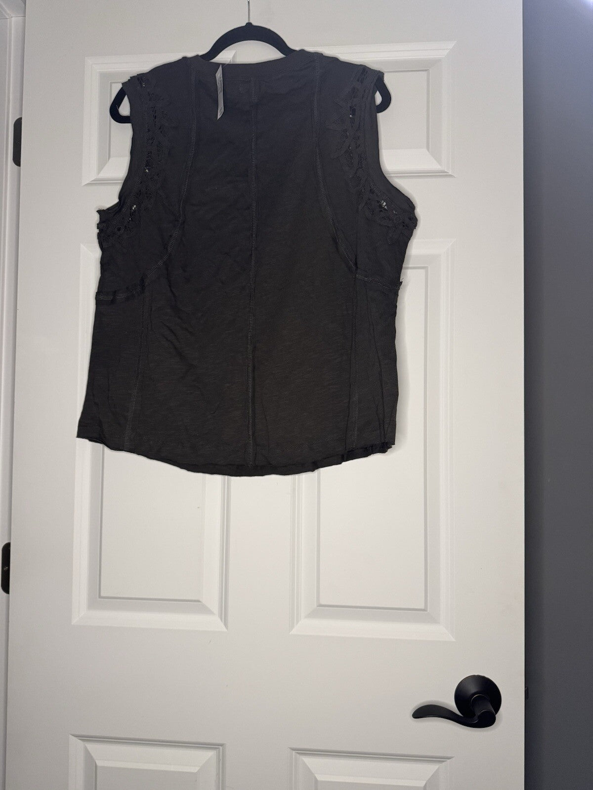 Maurice’s Sleeveless Blouse Xl Gray Heathered W Lace Stitching Nwt 29.50