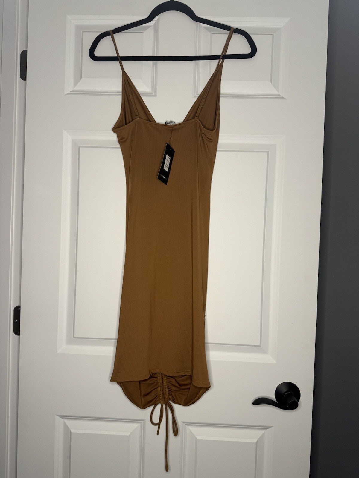 Fashion Nova Sleeveless Dress Shanghai Ruched Brown Small Nwt 