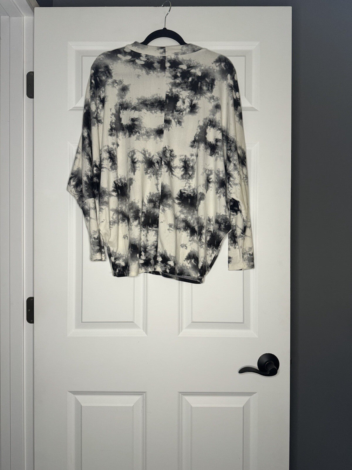 First Love Blouse Small Gray White Black Tie Dye 