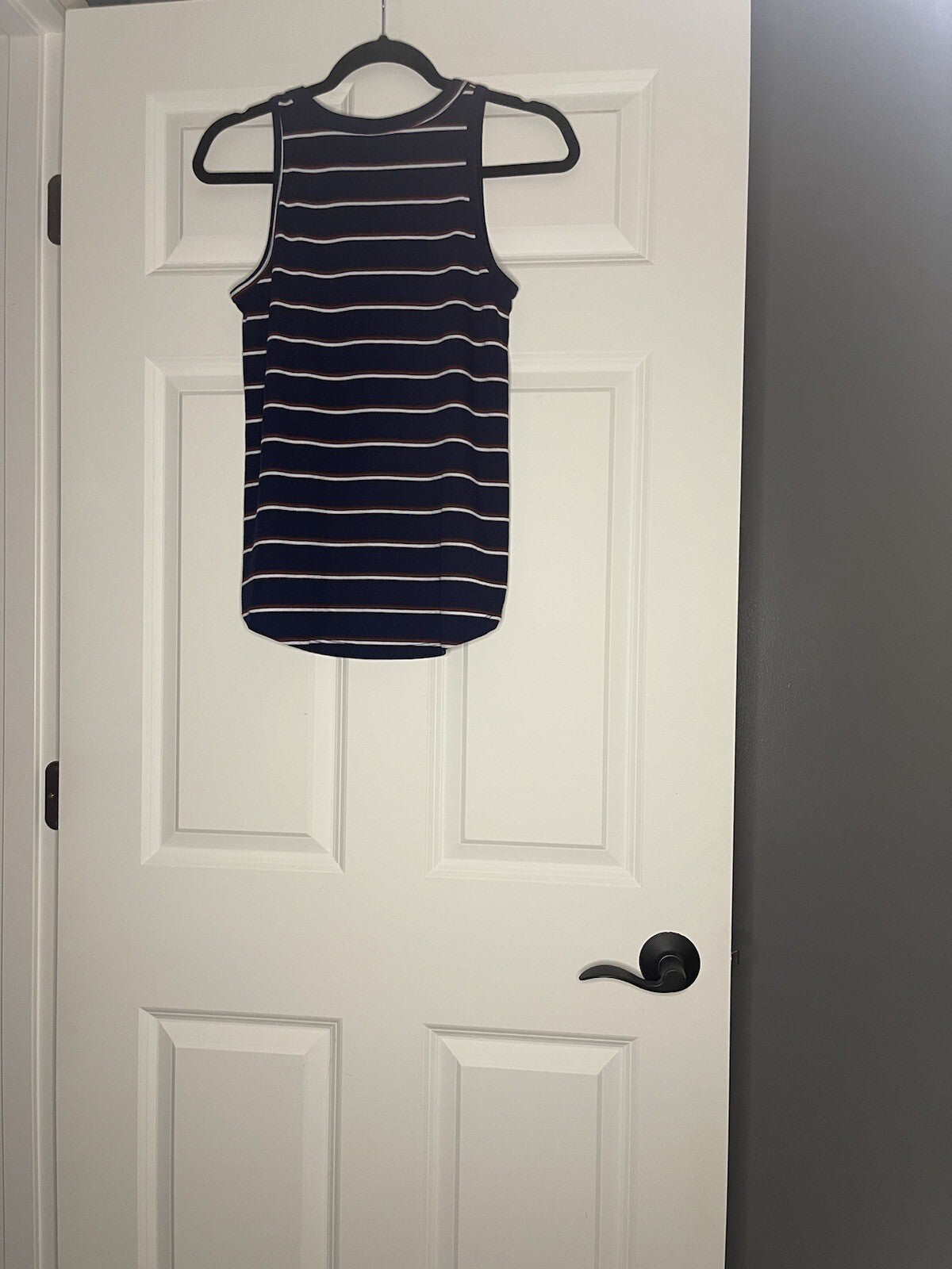 Evereve Allison Joy Sleeveless Blouse Small Ribbed Navy Green Red White Stripe