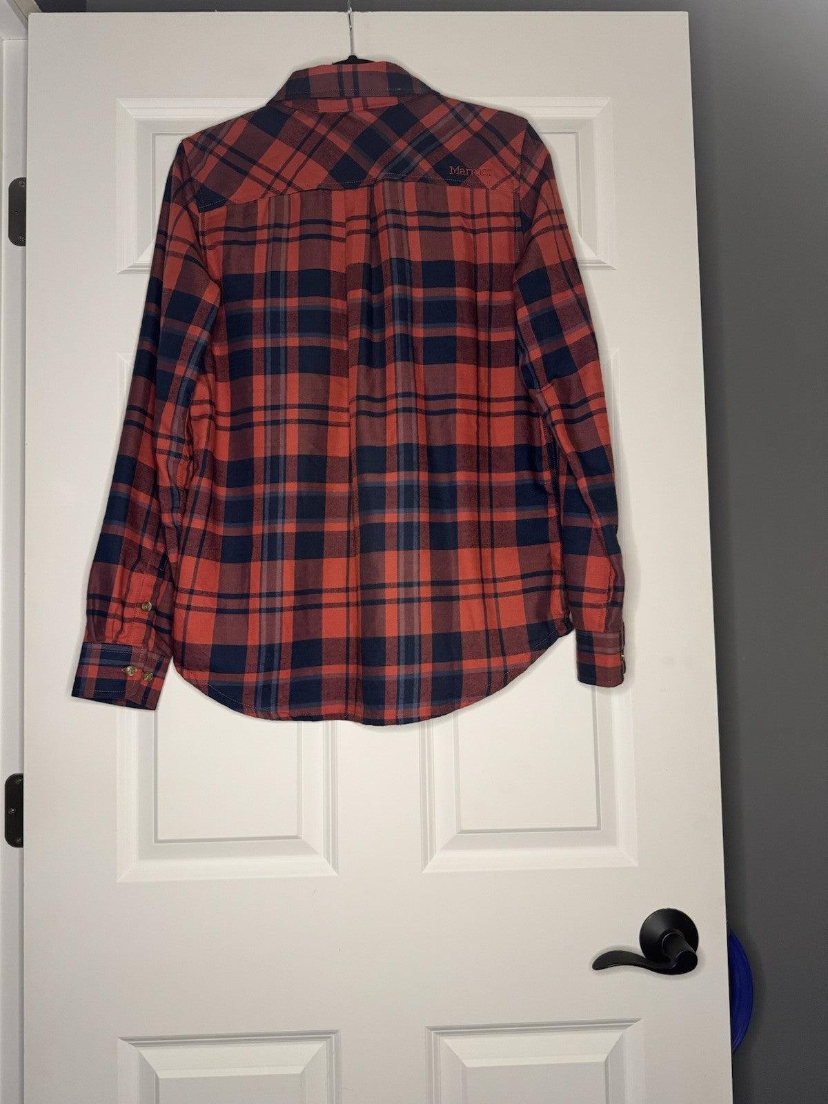 Marmot Half Zip Long Sleeve Top Red Navy Plaid 