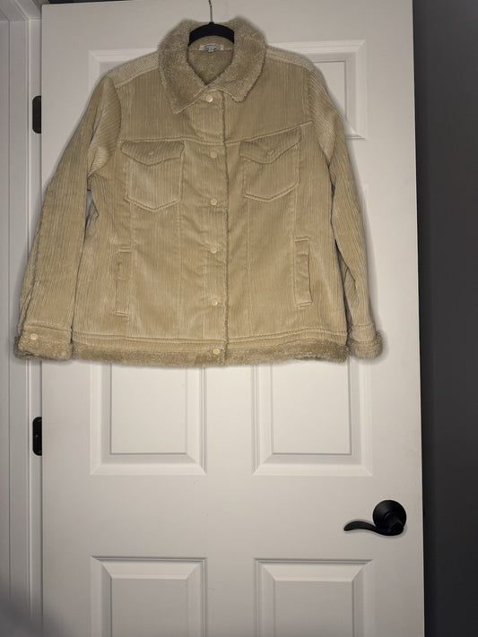 Grace And Lace Xl Cord Jacket Sherpa Lined Beige 