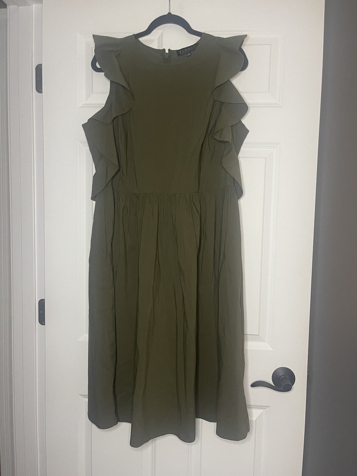 Eloquii Sleeveless Ruffle Dress Size 14 Green