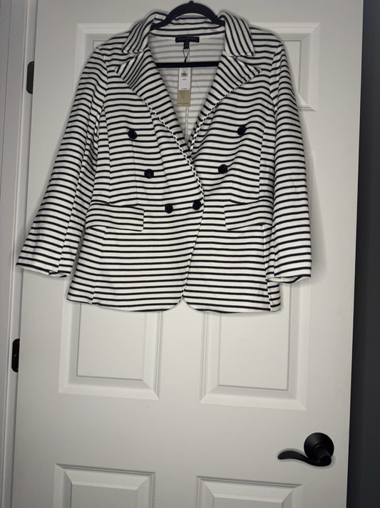 Banana Republic Blazer Large Petite White And Black Strips Nwt 129.99