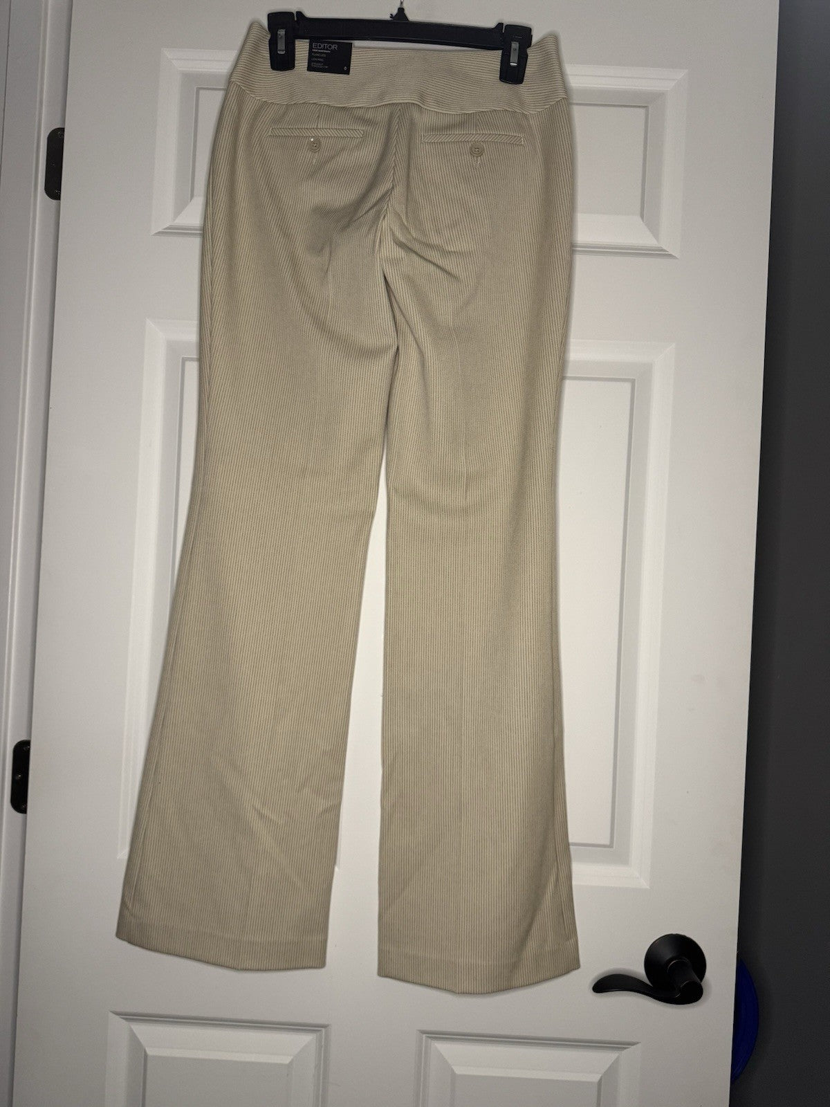 Express Editor Wide Waistband Slacks Size 0 Cream W Brown Stripe Nwt 
