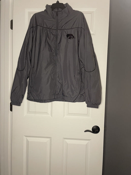 Colosseum Iowa Hawkeyes Mens Windbreaker Jacket Large Gray W Black Logo