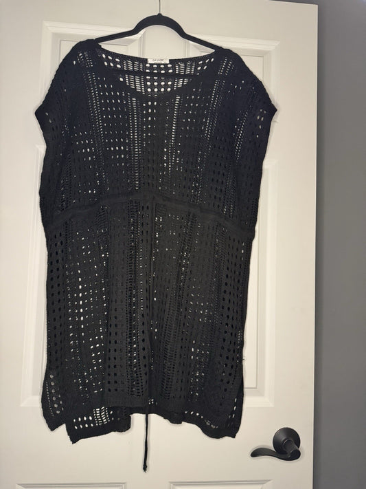 Aimage Mesh Short Sleeve Swimsuit Coverup Xxl Black 