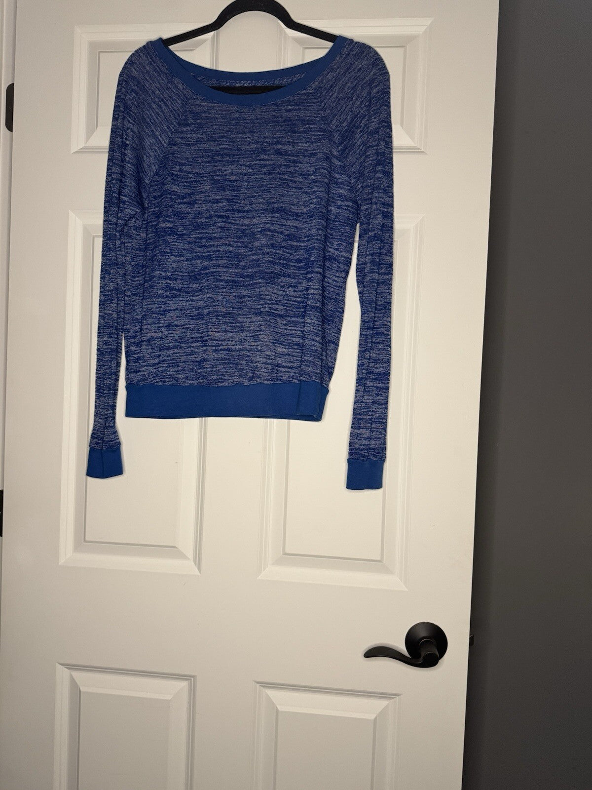 Three Dots Long Sleeve Top XS Heathered Blue 