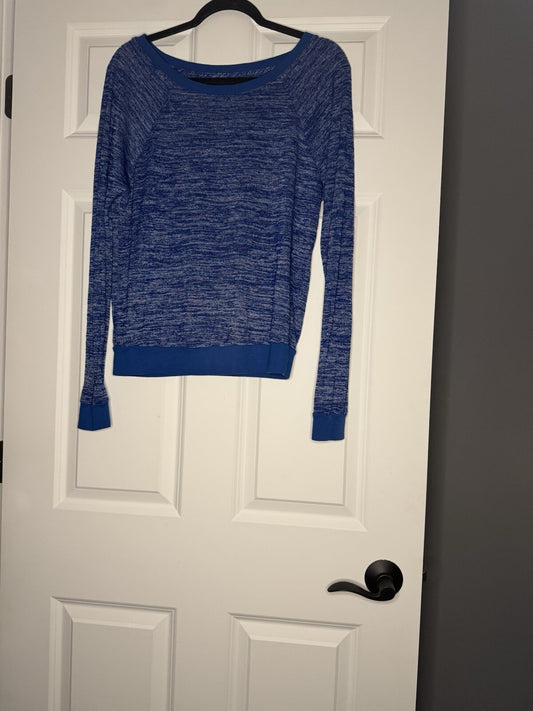 Three Dots Long Sleeve Top XS Heathered Blue 