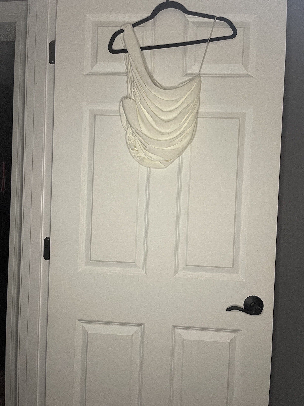 Express One Shoulder Crop Tank Cinched Sides Ivory Large Nwt 