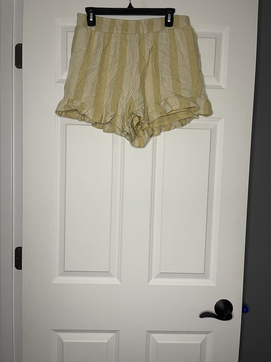 American Eagle shorts large yellow beige striped NWT