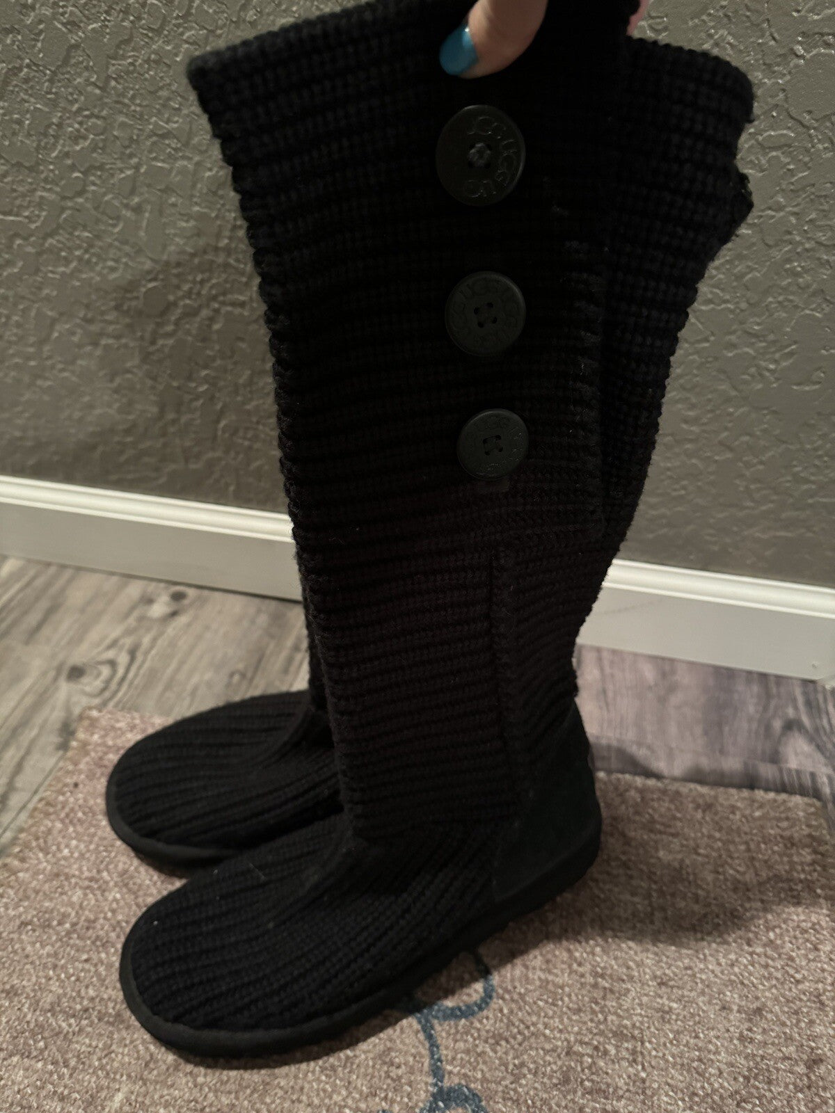 Ugg Knit Tall Black Boots Size 9 Black 