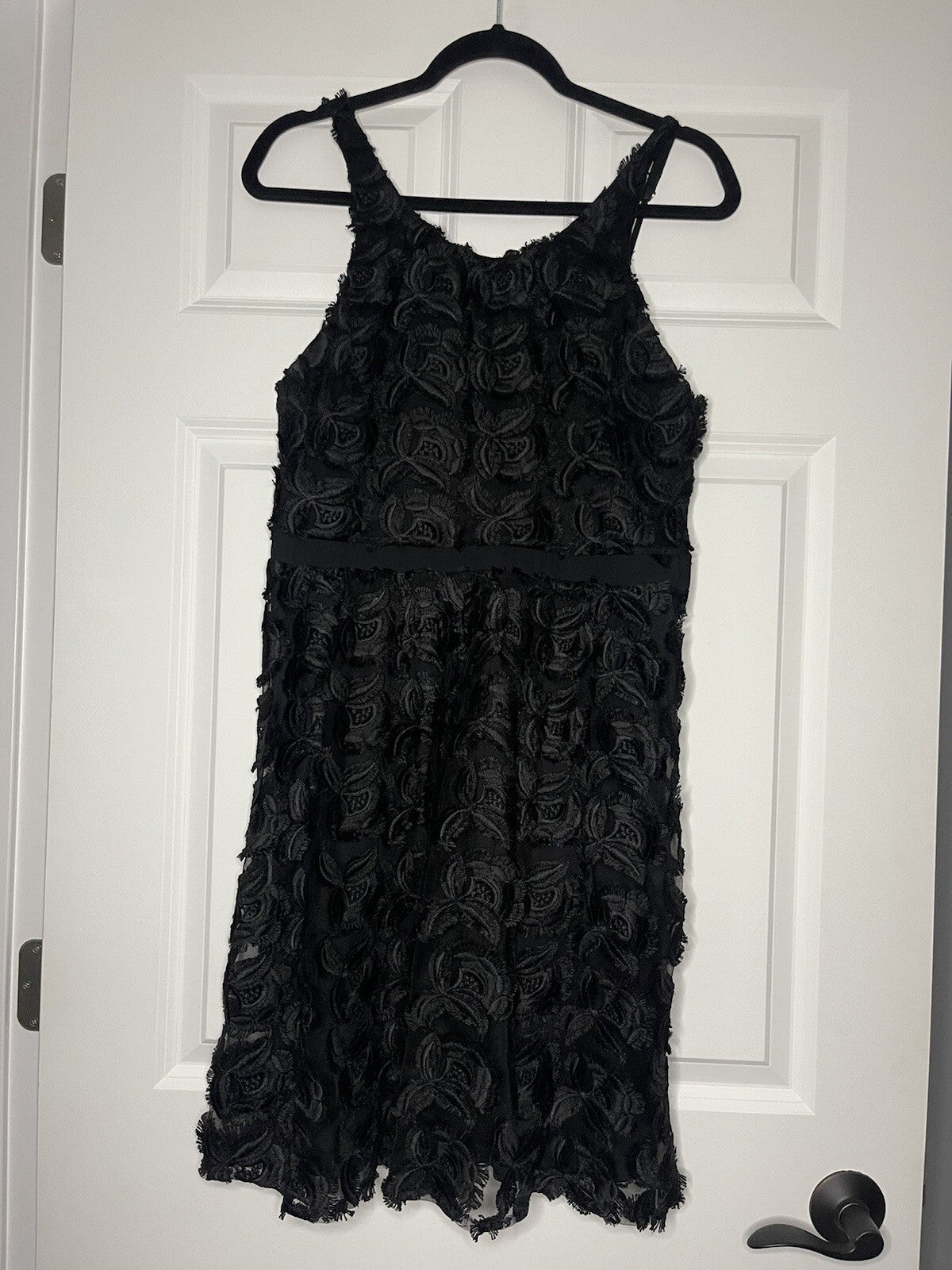 Express Sleeveless Dress 12 Black With Floral Stitching 