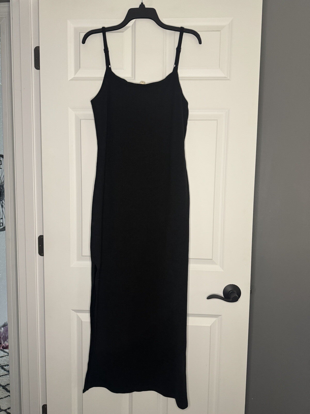 Tyche Sleeveless Ribbed Dress Xl Black Slit In Side 