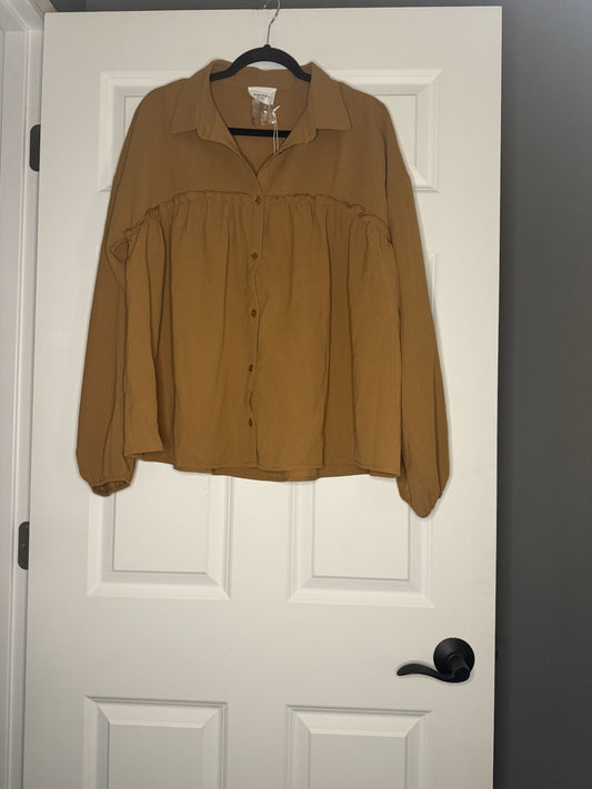 Andree By Unit Button Up Blouse Large Nwt 