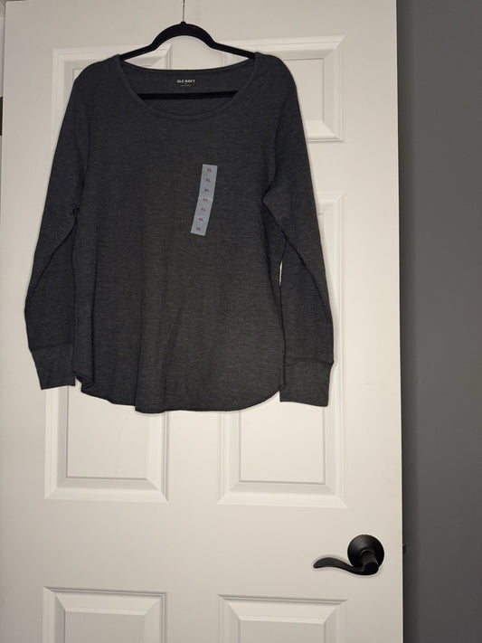 Old Navy Waffle Knit Long Sleeve Charcoal Xl Nwt 