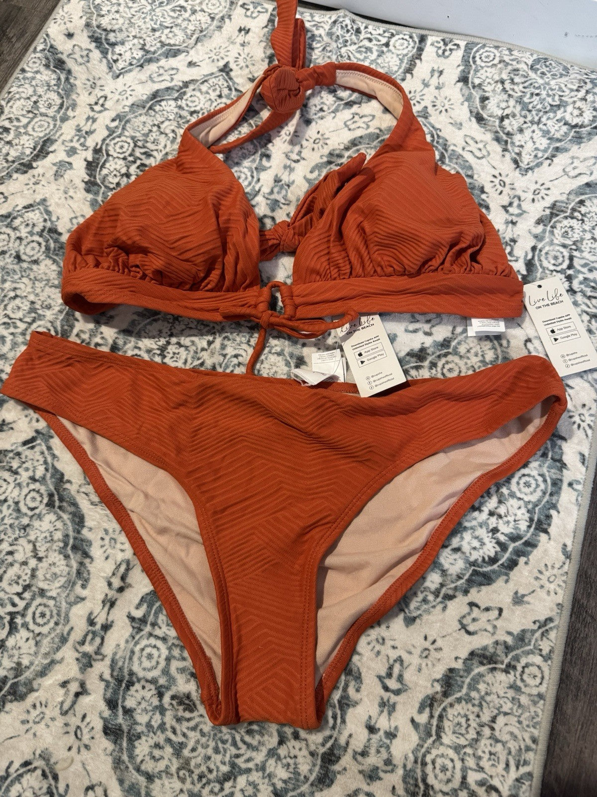 Cupshe 2 Piece Bikini Orange Large Nwt 