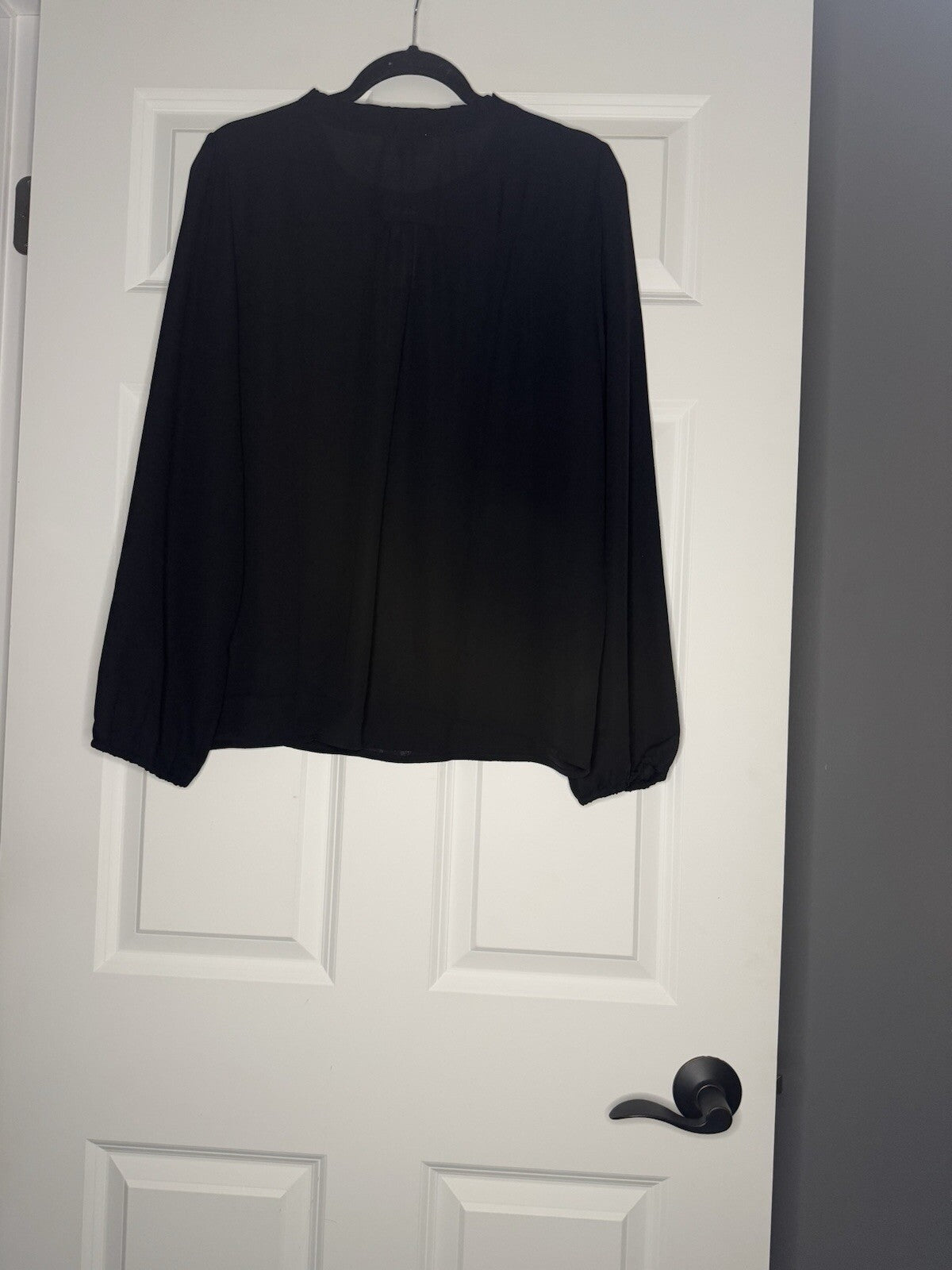 Loft Long Sleeve Blouse Elastic Cuffs Large Black Gold Buttons Nwt 