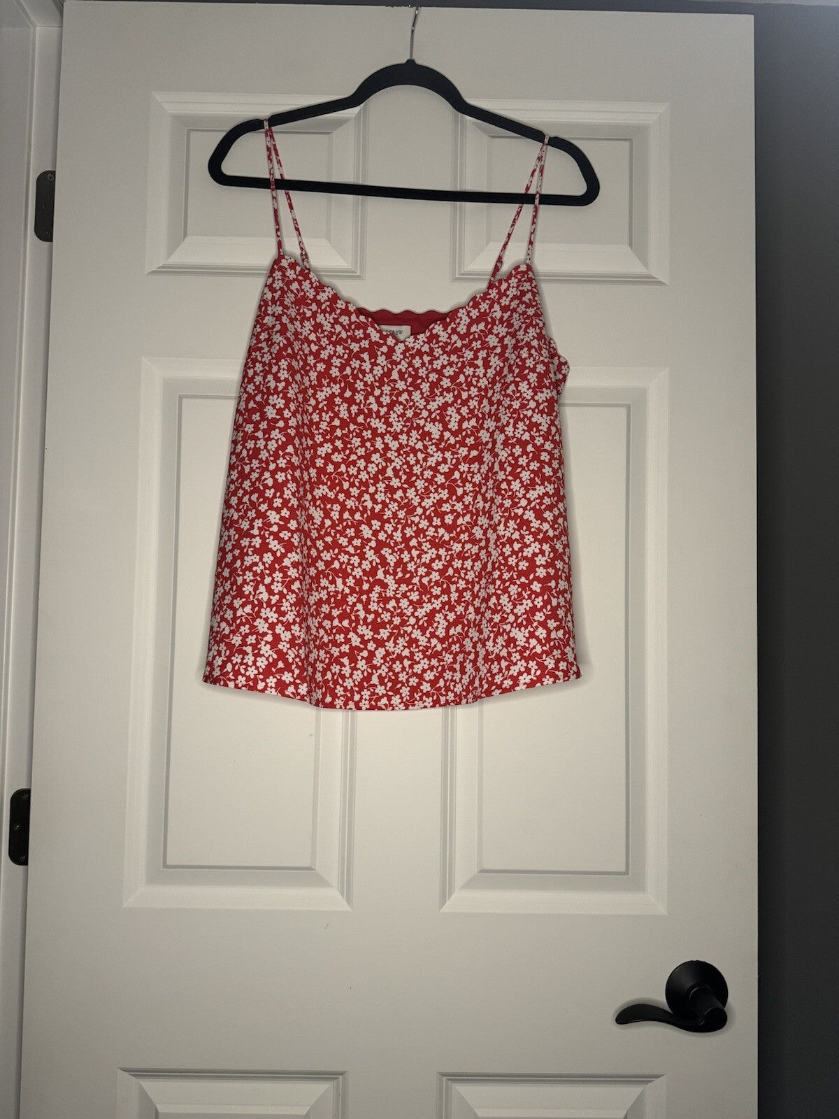 J Crew Sleeveless Blouse Size 14 Spaghetti Strap Red W White Floral Nwt 
