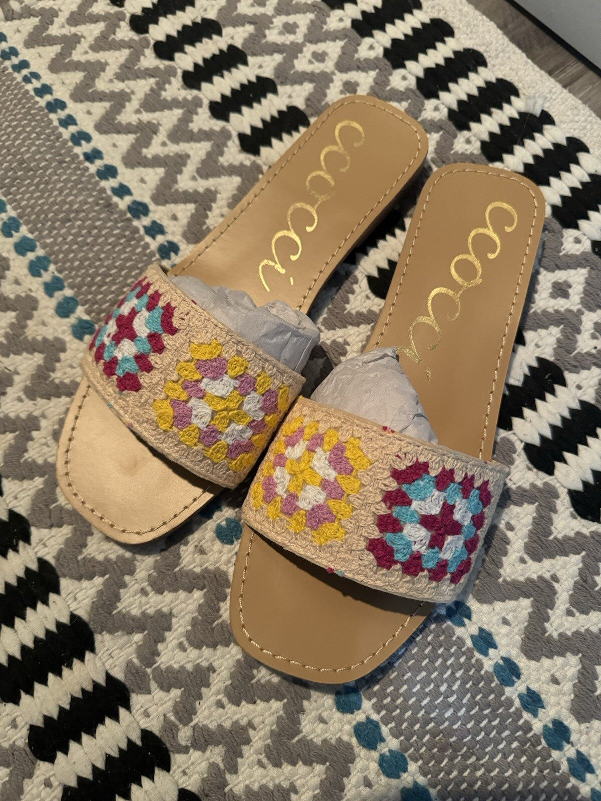Ccocci Reef Slip On Sandals Multicolor Knit 9 New In Box 