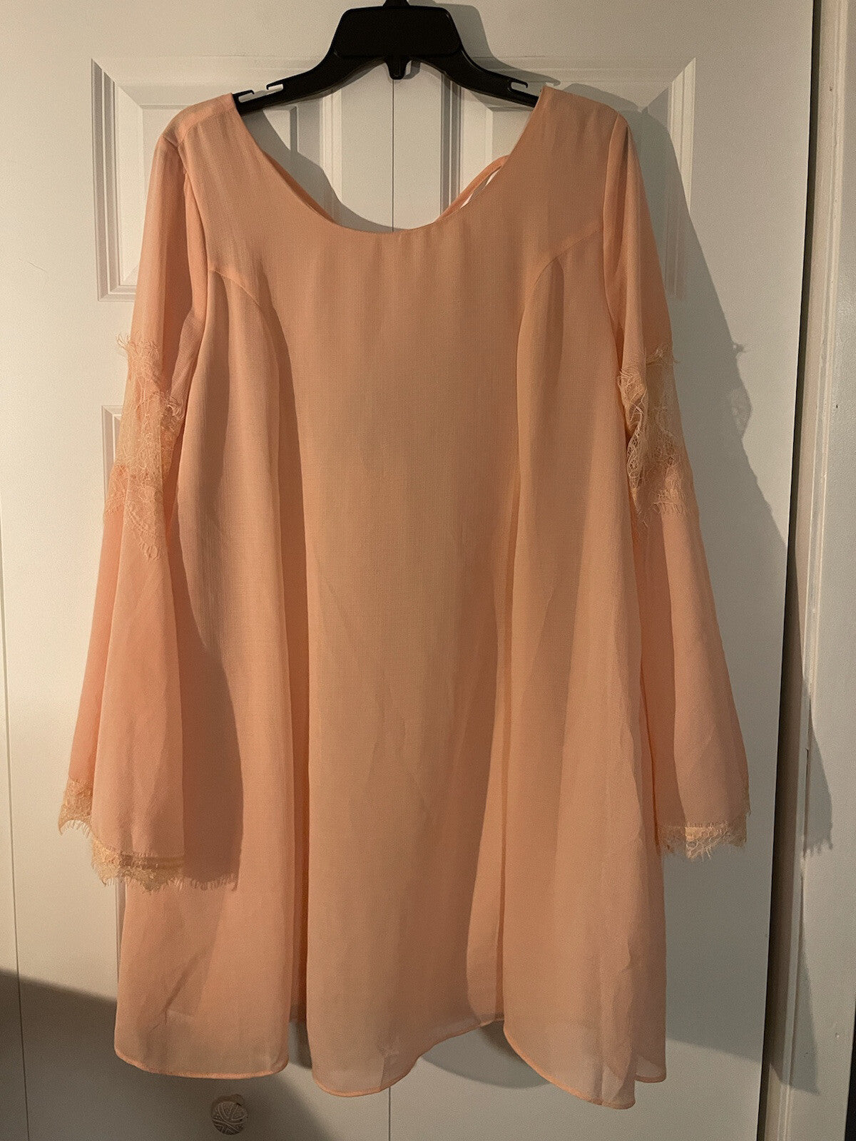 Entro dress with boho sleeves large peach nwt 