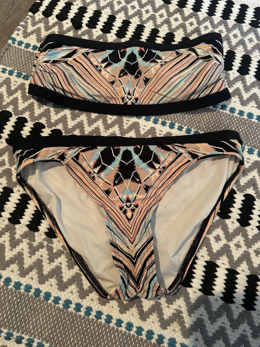 Coco Rave 2 Piece Bikini Small Bottoms Top 32b Black Beige Green Pink Peach 