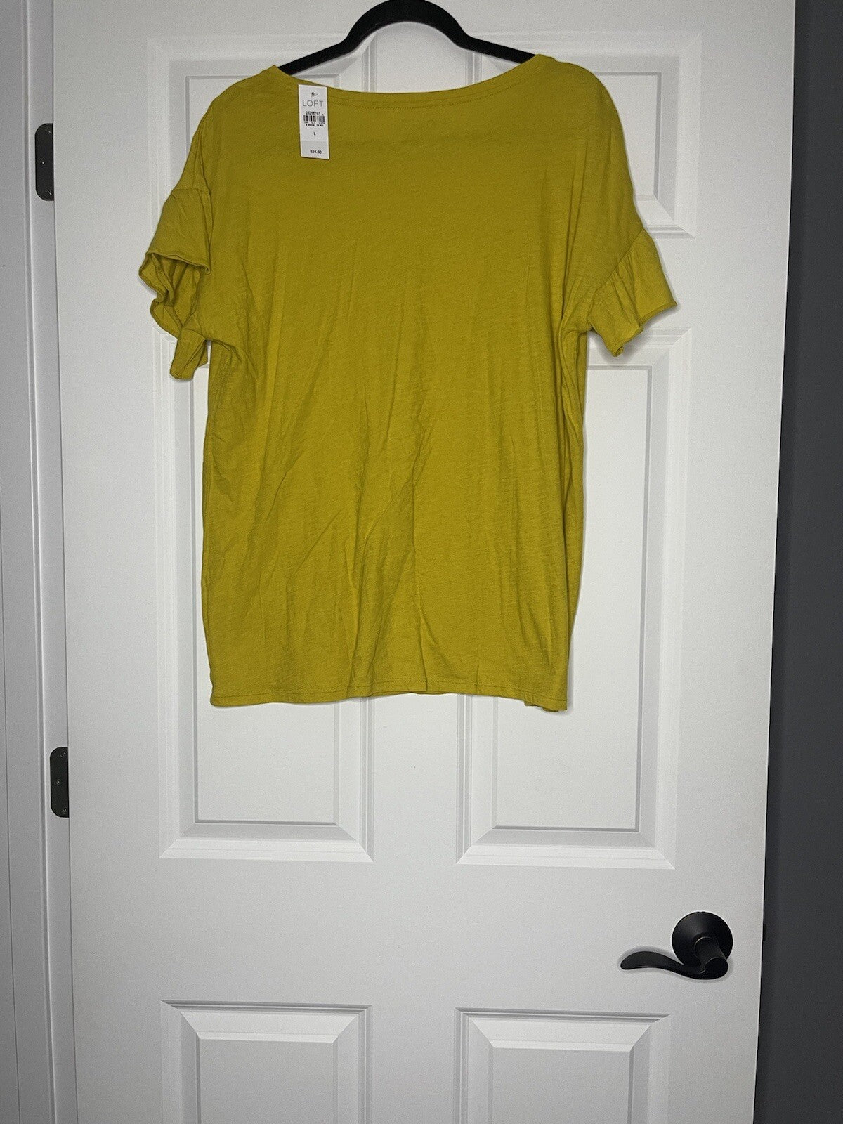 Ann Taylor loft short sleeve blouse mustard flowy sleeve large NWT