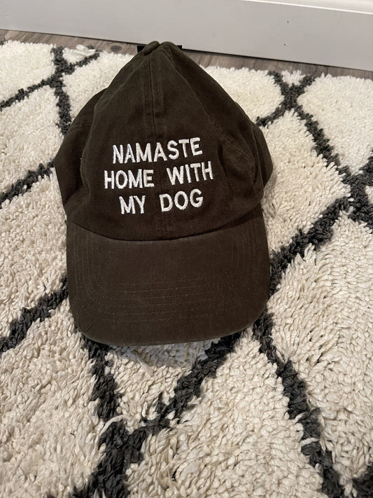 David And Young Baseball Cap Namaste At Home W Dog Nwt Gray