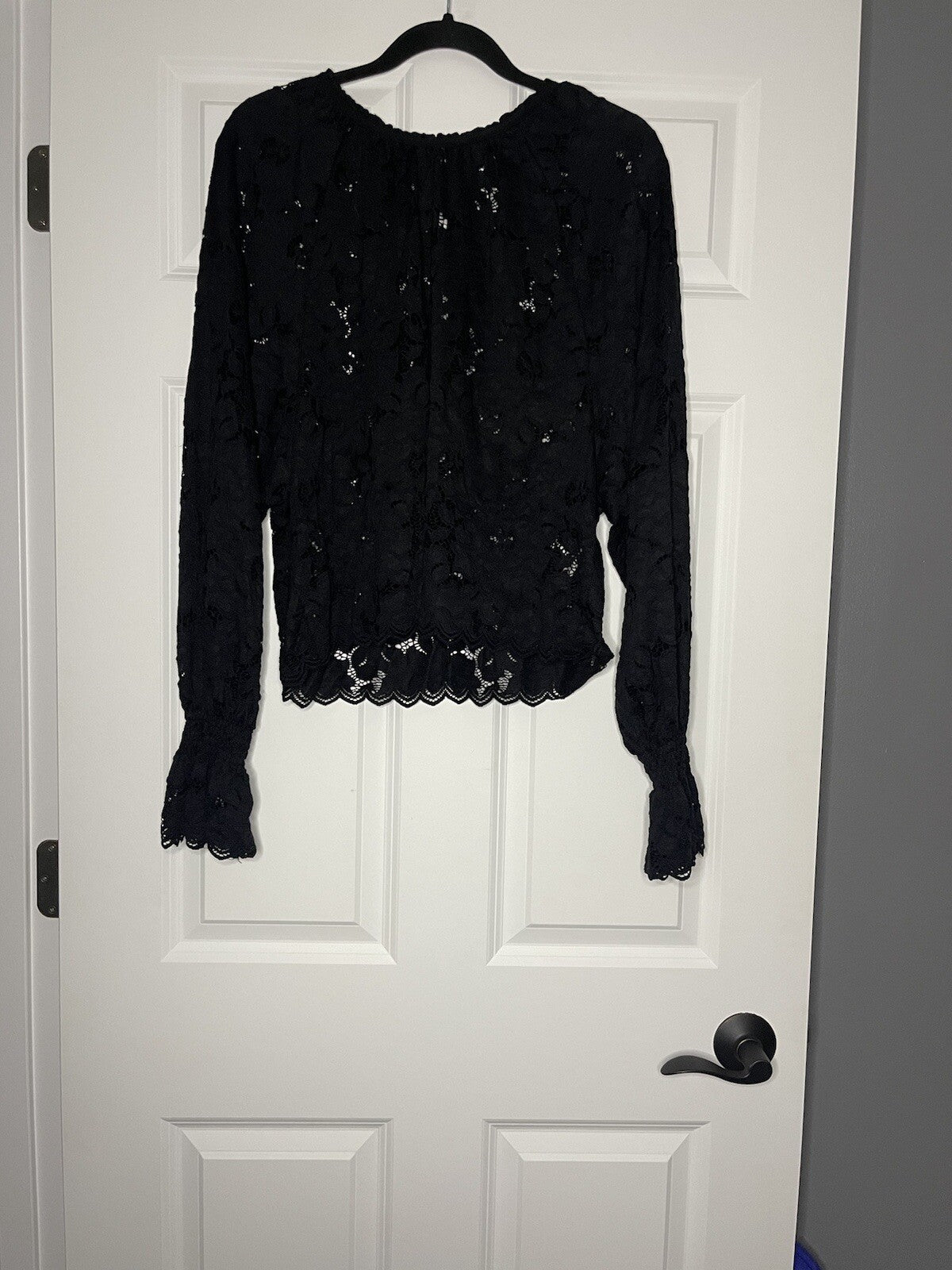 Free people long sleeve lace blouse black Small