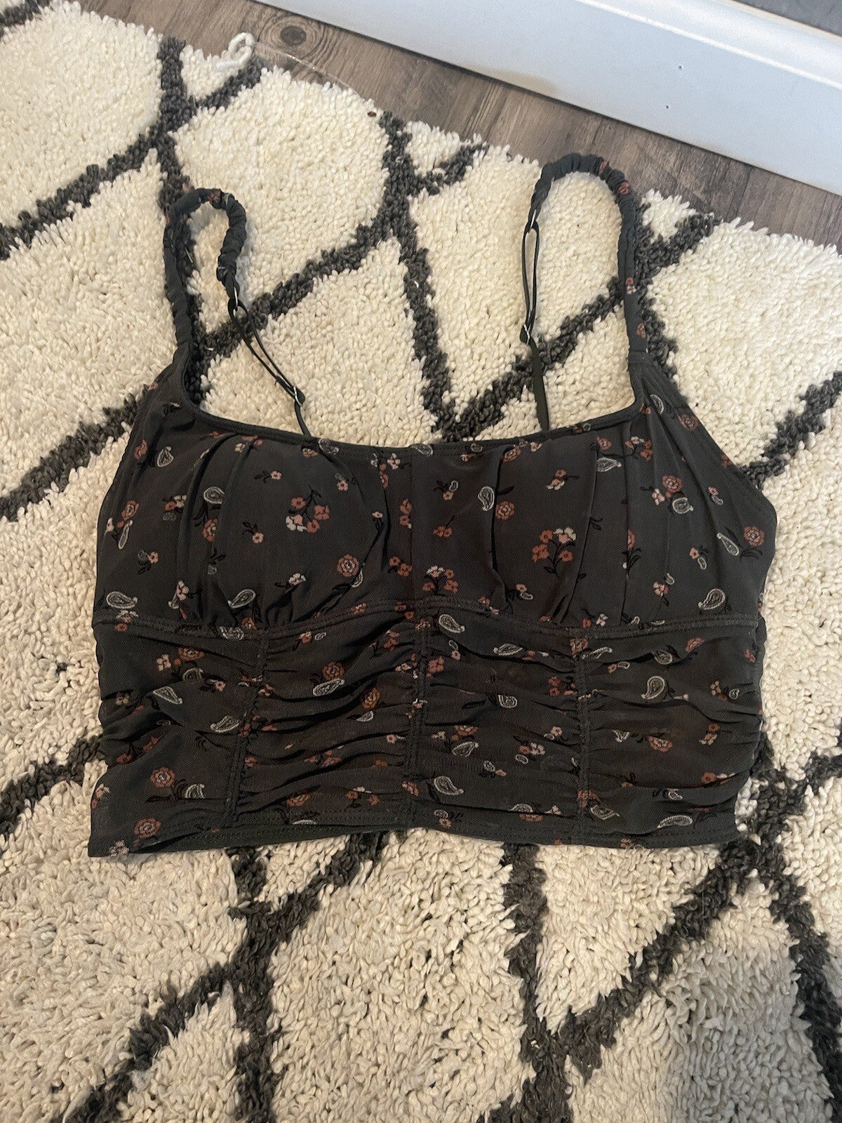 Gilly Hicks Bralette Green W Multi Floral Nwt 