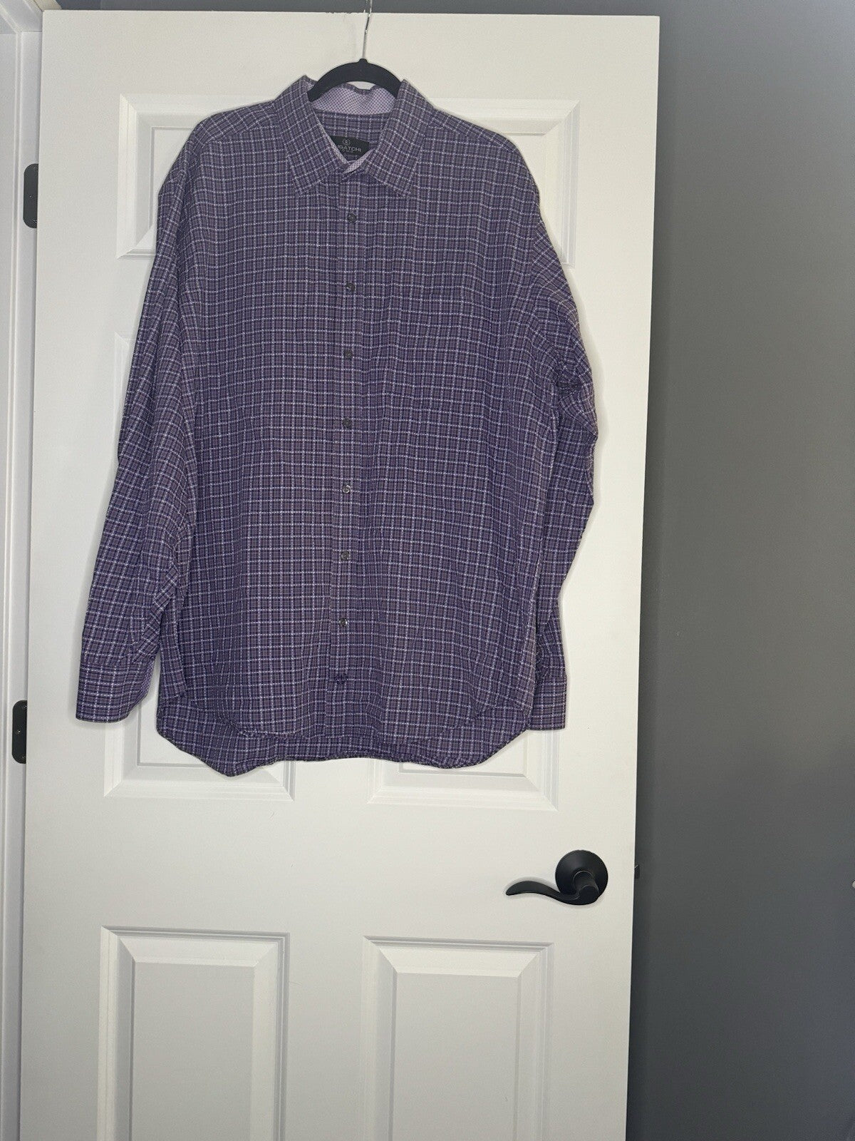 Bugatchi Long Sleeve Button Up Shirt Xxl Purple Orange Stripe White Stitching 