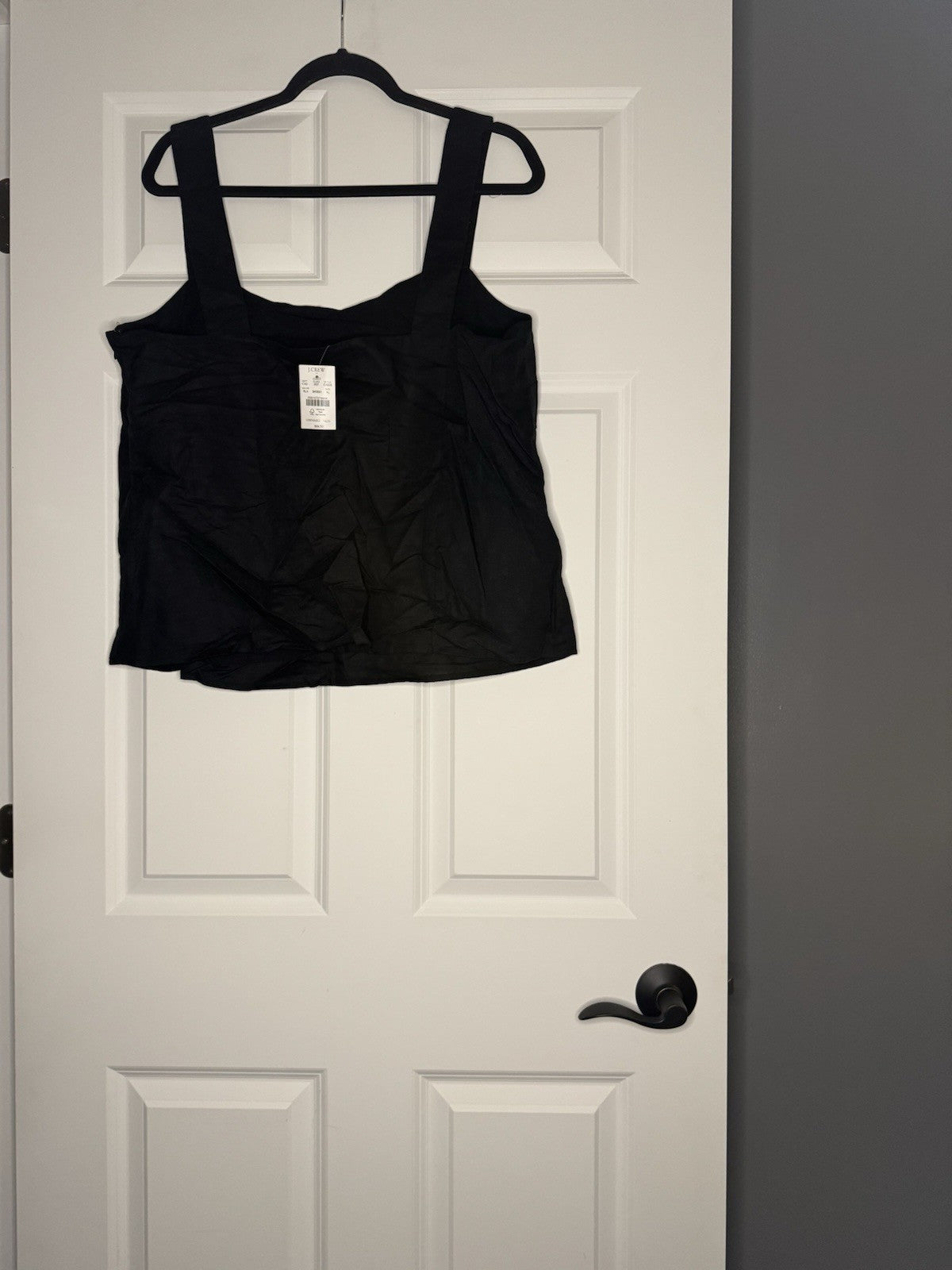 J Crew Fat Strap Sleeveless Blouse Xl Black Linen Blend Nwt 69.50