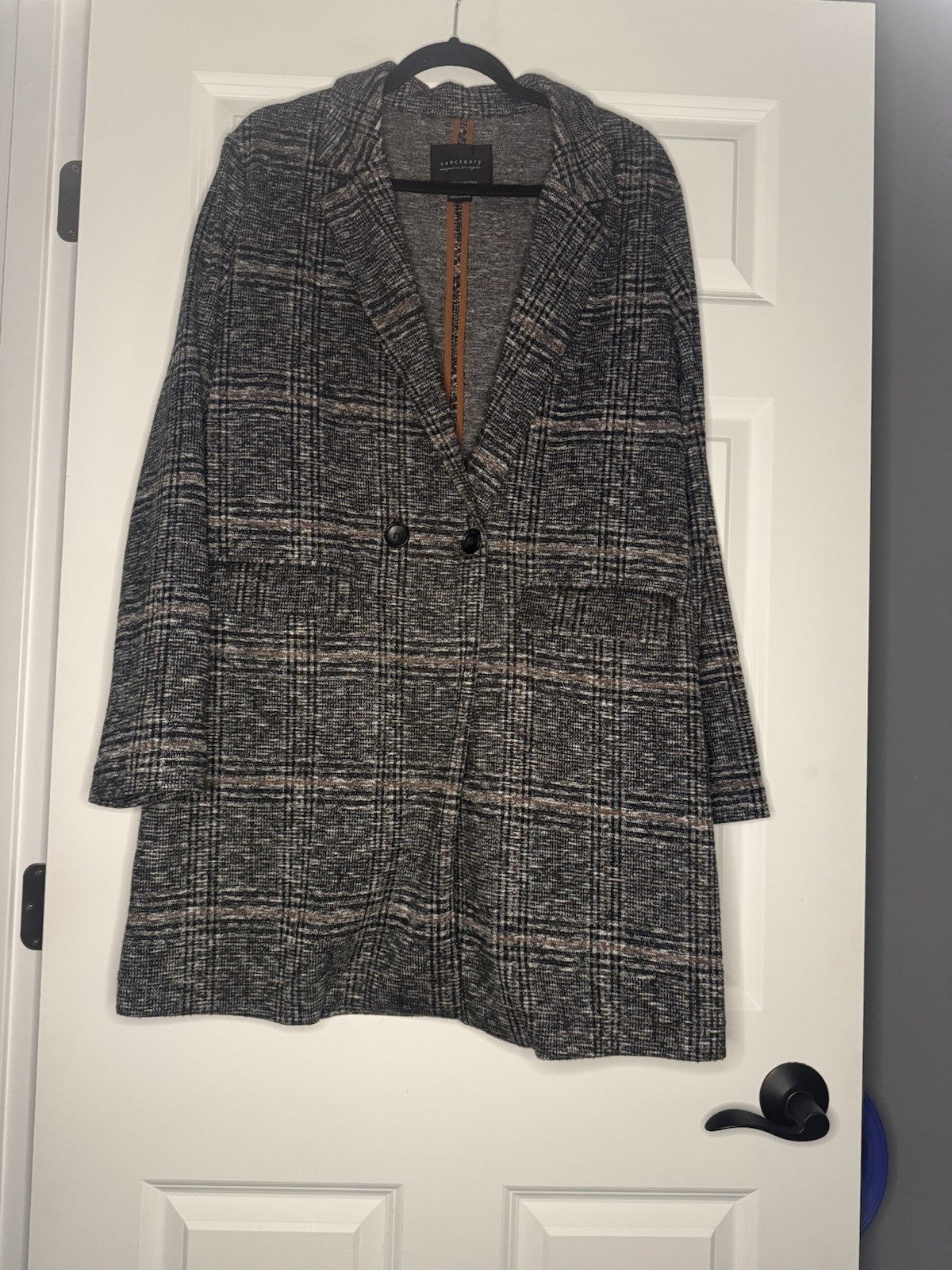 Sanctuary Coat Large Black White Brown 