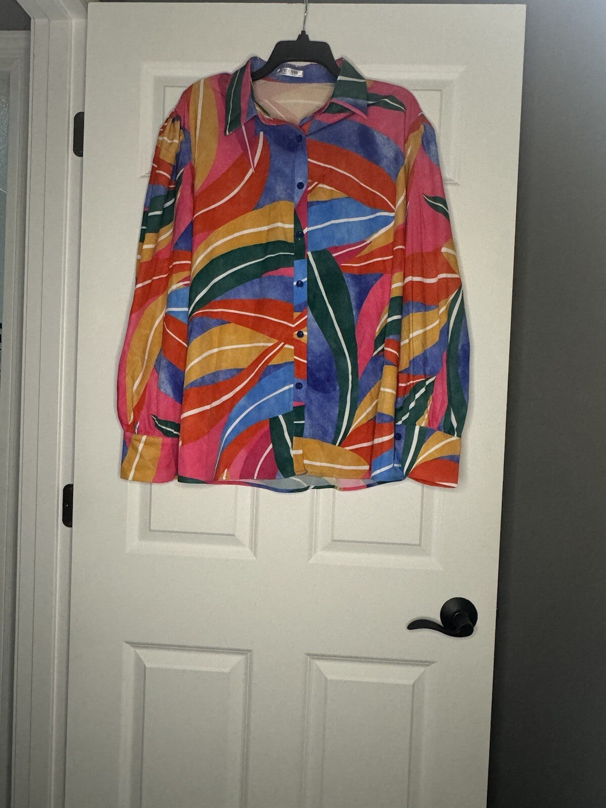 In’voland Long Sleeve Button Up Blouse 16w Pink Violet Orange Red White Green 