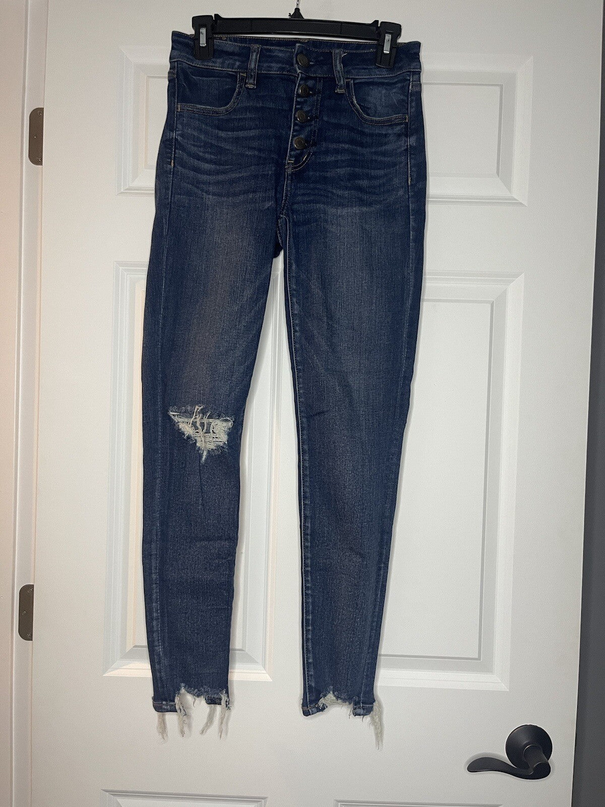 American Eagle next level stretch hi rise jegging crop jeans size 4 distressed 