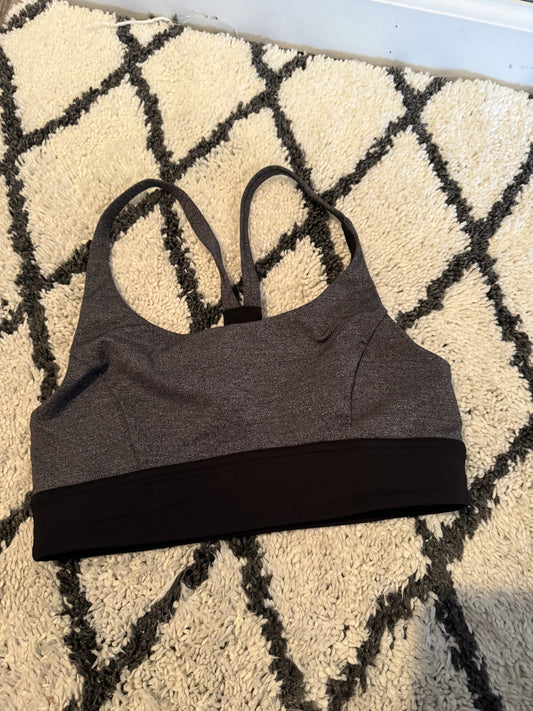 Lululemon Sports Bra Size 4 Charcoal W Black Band No Padding 