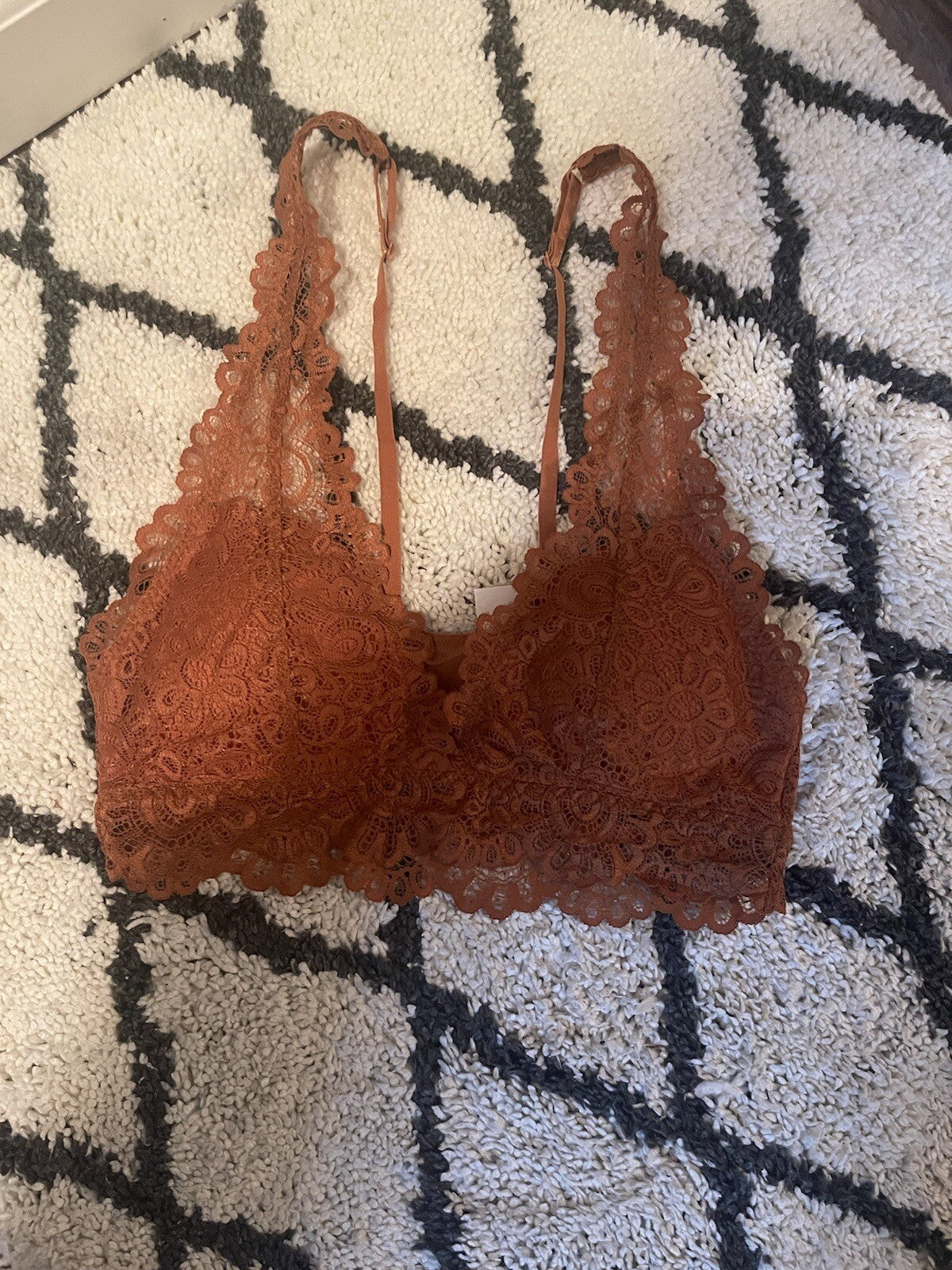 Harlee lace mesh bralette small burnt orange NWT
